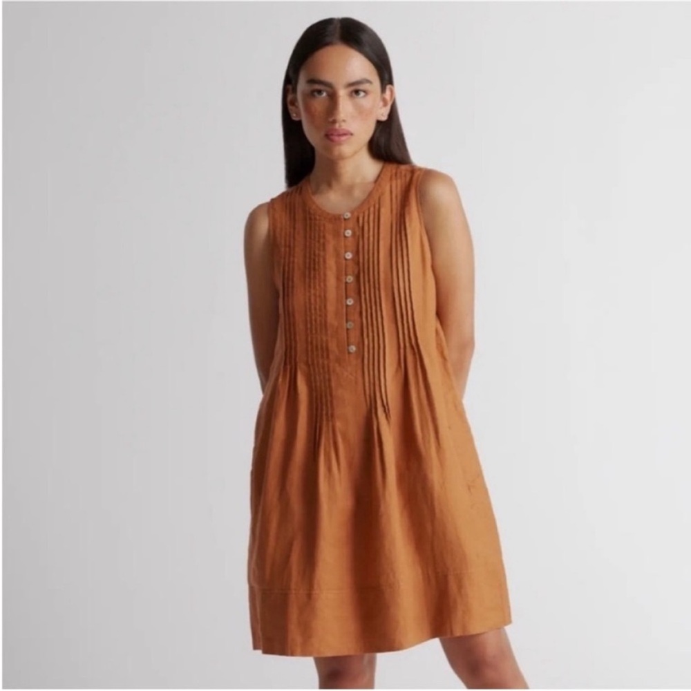 100% European Linen Sleeveless Swing Dress Rust size Large